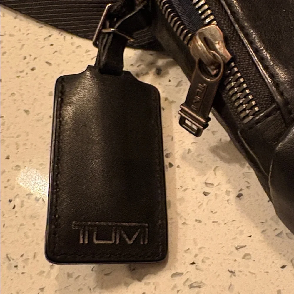 Tumi Black Leather Sling Belt Bag